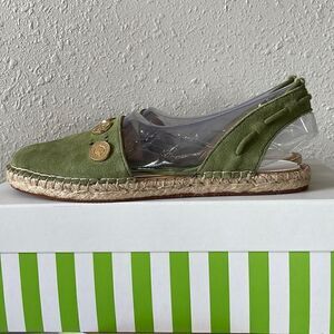 NIB C. Wonder Leather Suede Olive Closed Toe Sandals Size 7M